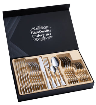 Stainless Steel Cutlery Set 24-Piece Gift Cutlery Steak Cutlery Gift Box.