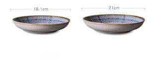 Round Cutlery With Underglaze Painted Pottery Plate