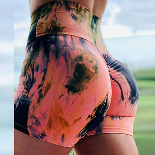 Women Tie-dye printing short shorts Basic Sliphigh waist Biker Shorts Compression Workout Leggings summer Shorts spodenki #P5