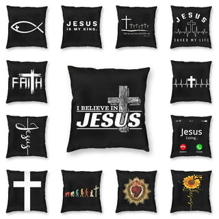 Religious Faith Cross Cushion Covers - Remind Yourself of The Words of The Lord Jesus Christ.