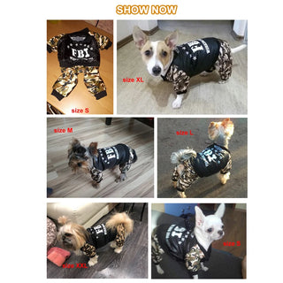 Cool FBI Pet Dog Clothes Overall Thickening Dog Puppy Jumpsuit Costume Warm Winter Clothing For Dogs Ropa Para Perros.