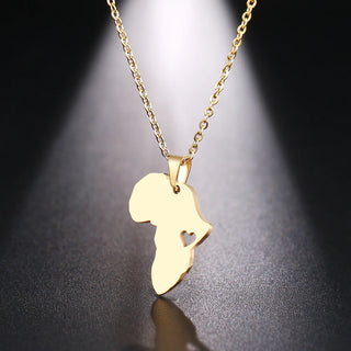 Africa Map Gold Pendant Necklace - Africa Is Home To Everyone.