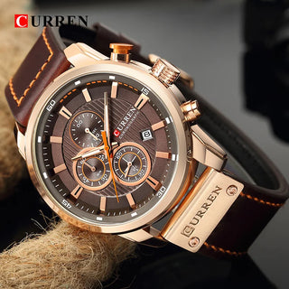 CURREN Brand Watch Men Leather Sports Watches Men & Women's Army Military Quartz Wristwatch Chronograph.