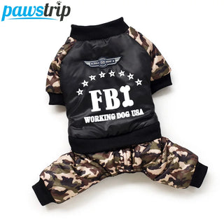 Cool FBI Pet Dog Clothes Overall Thickening Dog Puppy Jumpsuit Costume Warm Winter Clothing For Dogs Ropa Para Perros.