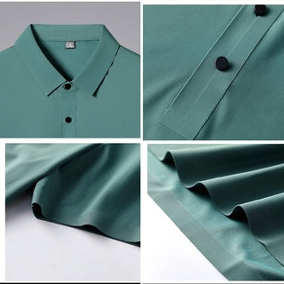 Summer Men Polo Shirts 2023 New Lapel Solid Color Ice Silk Loose Short Sleeve T-Shirt Men Golf Polo Shirts