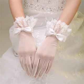 New Bridal Wedding Dress Lace Gloves Wedding Open Finger Gloves White Lace Medium Length Slim Wedding Gloves Simple