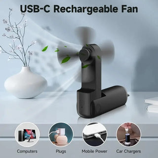 1pc Portable Hand Held Fan with USB Rechargeable Battery - Mini Fan for Travel and Outdoor Activities