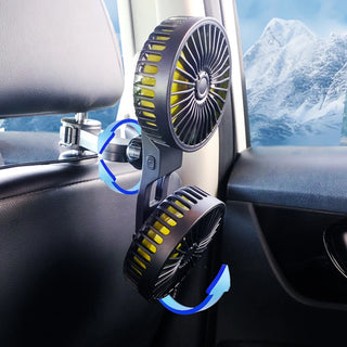 USB Car Electric Fan Portable Air Conditioner Cars Electric Fan for Home Office 360 Degree Rotatable Dual Head 3 Speed Seat Fan