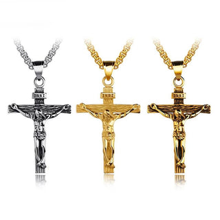 Men's Crucifix Cross Pendant Necklace - Keep The Lord Jesus Close At Heart.