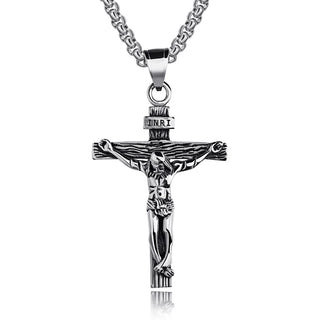 Men's Crucifix Cross Pendant Necklace - Keep The Lord Jesus Close At Heart.