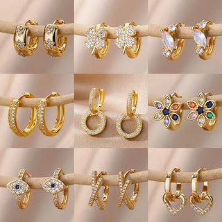 Stainless Steel Zircon Hoop Earrings - Accentuate Your Beauty.