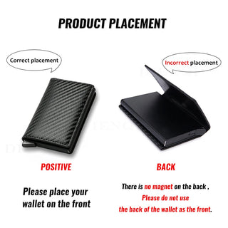 Carbon Fiber Slim Aluminum Men Wallet ID Credit Card Holder Mini RFID Wallet Automatic Pop up Bank Card Case