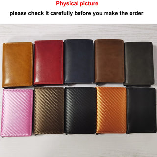 Carbon Fiber Slim Aluminum Men Wallet ID Credit Card Holder Mini RFID Wallet Automatic Pop up Bank Card Case