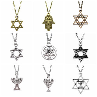 25 Styles Jewish Menorah Star Of David Hexagram Pendant Necklace Choker Charm Factory Price Jewelry Dropshipping