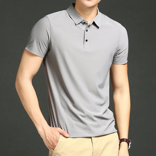 Summer Men Polo Shirts 2023 New Lapel Solid Color Ice Silk Loose Short Sleeve T-Shirt Men Golf Polo Shirts