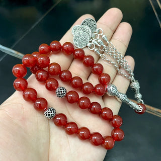 Natural Brazil Red Agate Tasbih Bracelet - Stay Spiritually Connected.