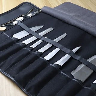 Kitchen Chef Knife Roll Bag Case Knife Carrying Case Bags Organizer with 10 Pockets for Kitchen Cooking Tools Storage Knife Bag