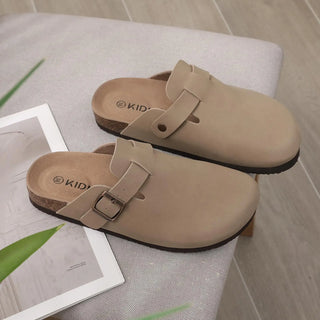 Comwarm Women's Suede Mules Slippers; Men Clogs Cork Insole Sandals With Arch Support Outdoor Beach Slides Home Shoes