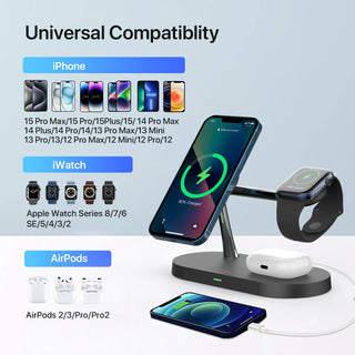 3 in 1 Magnetic Wireless Charger For iPhone 15 14 13 12 Pro Max / Apple Watch 9 8 7 6 5 /Airpods Pro 2 3 Fast Charging Station