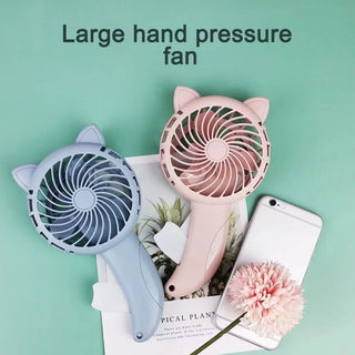 1PC Hand Held Fan Hand Pressure Fan Mini Portable Fan Without Battery Household Cartoon Fan Cooling Cartoon Held Fan 3 Colors