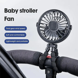 Baby Stroller Fan Hand Held Rechargeable USB， Bicycle Portable Fan，Small Folding Mini Ventilator Silent Outdoor Cooler Neck Fan