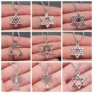 25 Styles Jewish Menorah Star Of David Hexagram Pendant Necklace Choker Charm Factory Price Jewelry Dropshipping