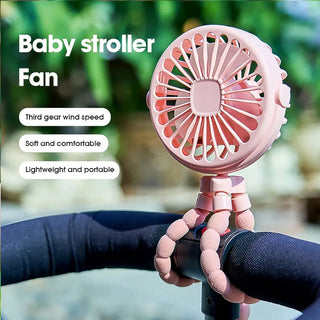 Baby Stroller Fan Hand Held Rechargeable USB， Bicycle Portable Fan，Small Folding Mini Ventilator Silent Outdoor Cooler Neck Fan