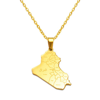 Anniyo Republic Of Iraq Map With Cities Name Pendant Necklaces Jewelry Charms Map Of Iraq Chain #324101