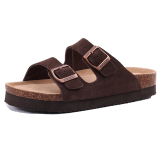 Comwarm Women's Suede Mules Slippers; Men Clogs Cork Insole Sandals With Arch Support Outdoor Beach Slides Home Shoes