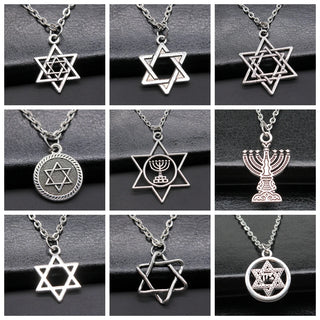 25 Styles Jewish Menorah Star Of David Hexagram Pendant Necklace Choker Charm Factory Price Jewelry Dropshipping