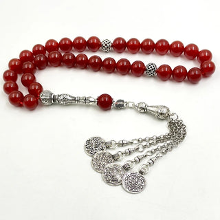 Natural Brazil Red Agate Tasbih Bracelet - Stay Spiritually Connected.