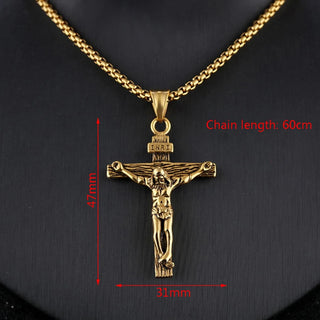 Men's Crucifix Cross Pendant Necklace - Keep The Lord Jesus Close At Heart.