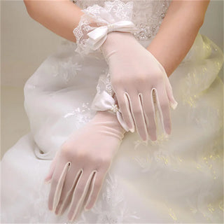 New Bridal Wedding Dress Lace Gloves Wedding Open Finger Gloves White Lace Medium Length Slim Wedding Gloves Simple