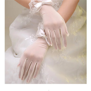 New Bridal Wedding Dress Lace Gloves Wedding Open Finger Gloves White Lace Medium Length Slim Wedding Gloves Simple