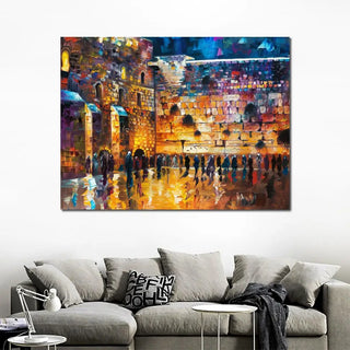 Jewish Canvas Art Wailing Wall Handmade Oil Painting Jerusalem Artwork Contemporary Abstract Landscape Living Room Decor Large