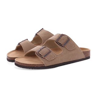 Comwarm Women's Suede Mules Slippers; Men Clogs Cork Insole Sandals With Arch Support Outdoor Beach Slides Home Shoes