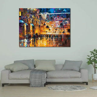 Jewish Canvas Art Wailing Wall Handmade Oil Painting Jerusalem Artwork Contemporary Abstract Landscape Living Room Decor Large