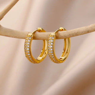 Stainless Steel Zircon Hoop Earrings - Accentuate Your Beauty.