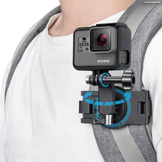 360 Degree Rotary Backpack Clip Accessories for Gopro Hero 12 11 10 9 8 Osmo Pocket Action Camera Shoulder Belt Phone Fixed