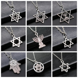 25 Styles Jewish Menorah Star Of David Hexagram Pendant Necklace Choker Charm Factory Price Jewelry Dropshipping