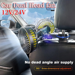 USB Car Electric Fan Portable Air Conditioner Cars Electric Fan for Home Office 360 Degree Rotatable Dual Head 3 Speed Seat Fan