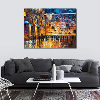 Jewish Canvas Art Wailing Wall Handmade Oil Painting Jerusalem Artwork Contemporary Abstract Landscape Living Room Decor Large