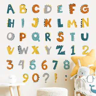 Cartoon Alphabet Number Learning Educational Wall Decals Peel and Stick Classroom Stickers for Kids Playroom Bedroom Decorations