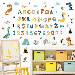 Cartoon Alphabet Number Learning Educational Wall Decals Peel and Stick Classroom Stickers for Kids Playroom Bedroom Decorations