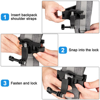 360 Degree Rotary Backpack Clip Accessories for Gopro Hero 12 11 10 9 8 Osmo Pocket Action Camera Shoulder Belt Phone Fixed