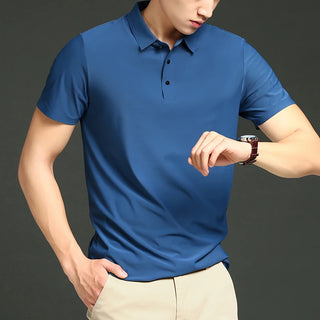 Summer Men Polo Shirts 2023 New Lapel Solid Color Ice Silk Loose Short Sleeve T-Shirt Men Golf Polo Shirts