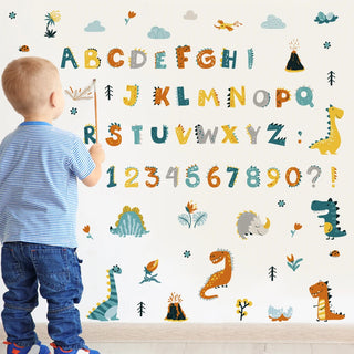 Cartoon Alphabet Number Learning Educational Wall Decals Peel and Stick Classroom Stickers for Kids Playroom Bedroom Decorations