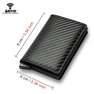 Carbon Fiber Slim Aluminum Men Wallet ID Credit Card Holder Mini RFID Wallet Automatic Pop up Bank Card Case