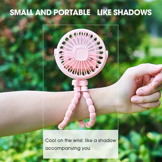 Baby Stroller Fan Hand Held Rechargeable USB， Bicycle Portable Fan，Small Folding Mini Ventilator Silent Outdoor Cooler Neck Fan