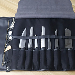 Kitchen Chef Knife Roll Bag Case Knife Carrying Case Bags Organizer with 10 Pockets for Kitchen Cooking Tools Storage Knife Bag